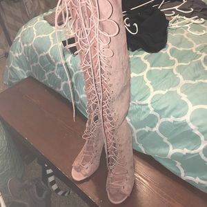 Fashion Nova over knee tie up boots size 10